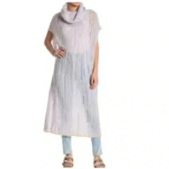 0438. Free PEOPLE SUGAR CLOUD COMBO SWEATER DRESS KNITTED TURTLE NECK MAXI LEN. - Picture 2 of 16